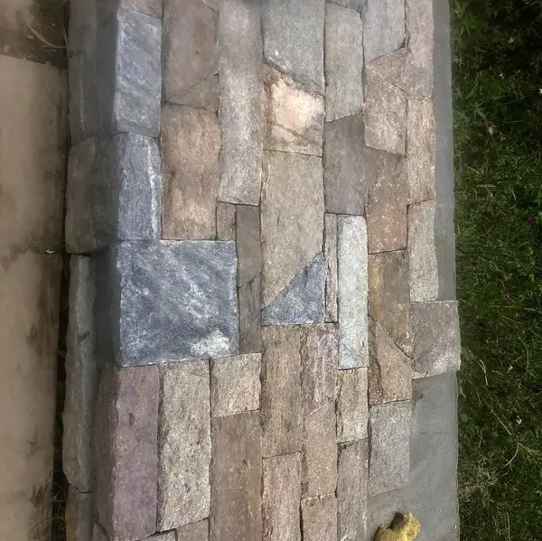 Natural sandstone garden steps with stone retaining walls