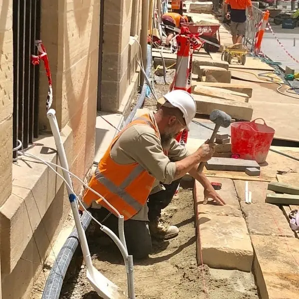 Completed sandstone paving at harbour foreshore