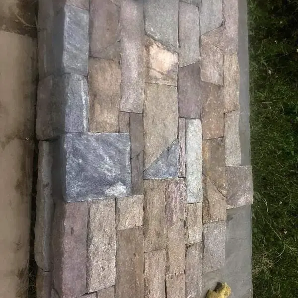 Finished stone garden walkway with landscaping
