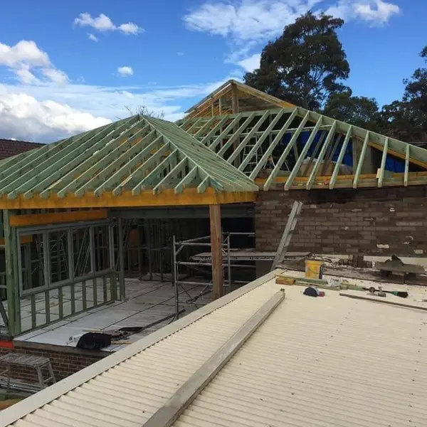 Chimney and roof line structural repairs underway