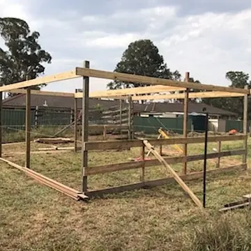 Rural property fencing construction with new posts