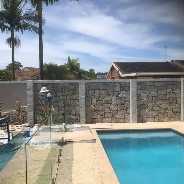 Completed natural stone feature wall with mixed textures