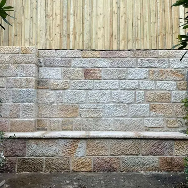 Completed harbour sandstone retaining wall section