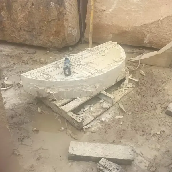 Sandstone arch formwork under construction on-site