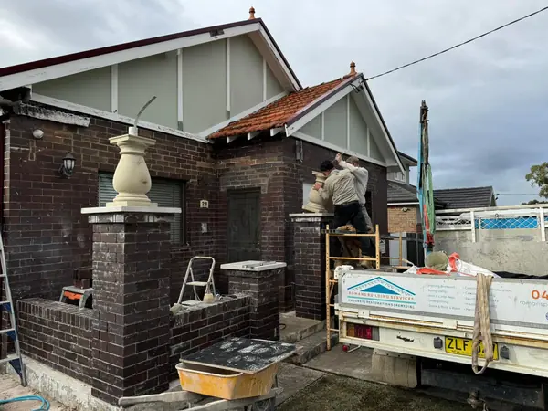 Residential brick building exterior taking shape